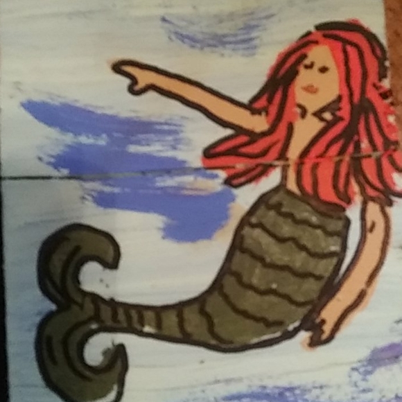 🌛 Mermaid Pals - Original Art on Reclaimed Wood - Picture 3 of 3